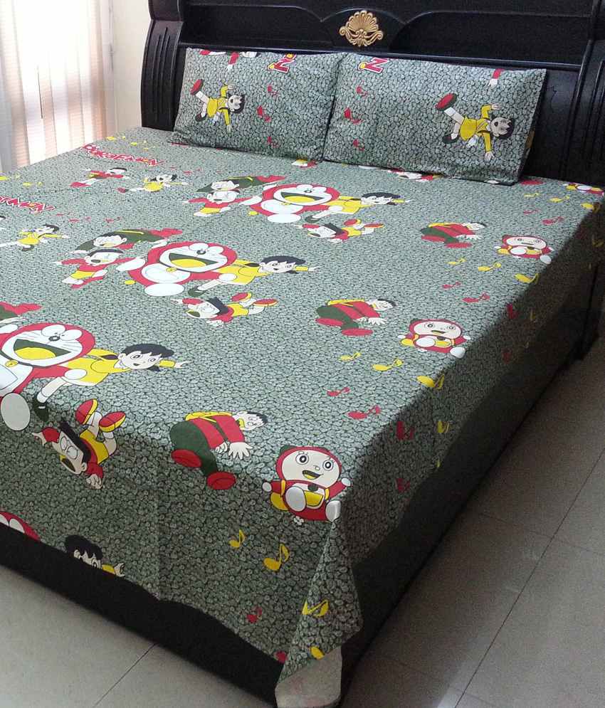Doraemon Cartoon Print Double Bed sheet - Buy Doraemon Cartoon Print Double  Bed sheet Online at Low Price in India 