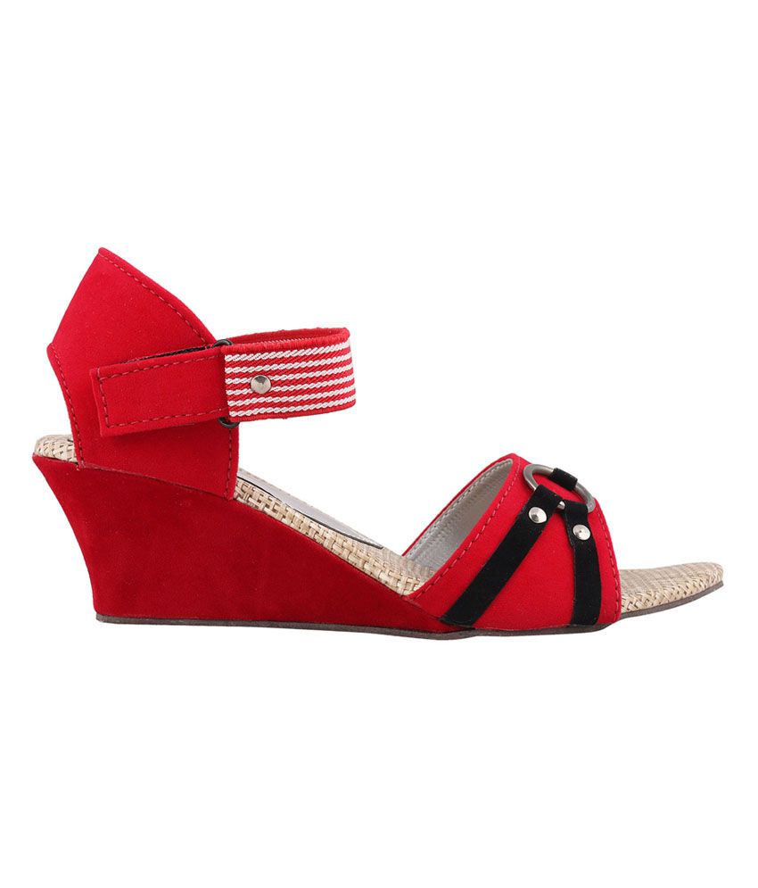 red wedge heels