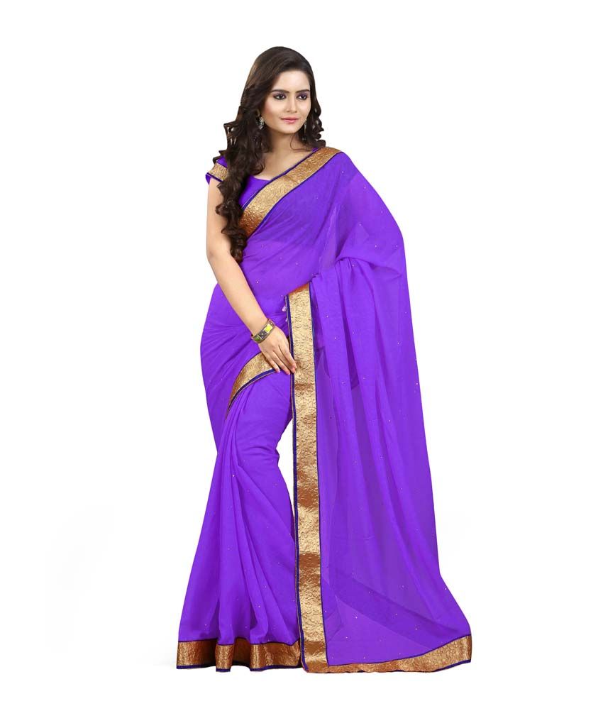 purple chiffon saree