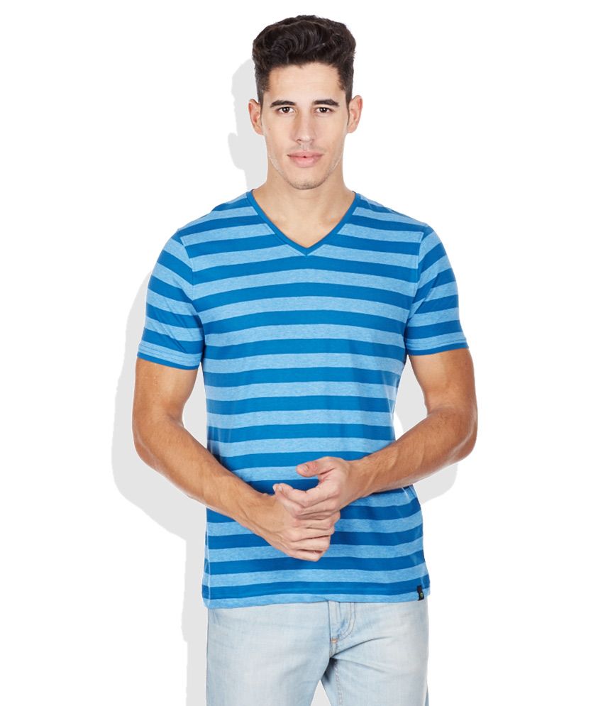 Bossini Blue Striped V-Neck T-Shirt - Buy Bossini Blue Striped V-Neck T ...