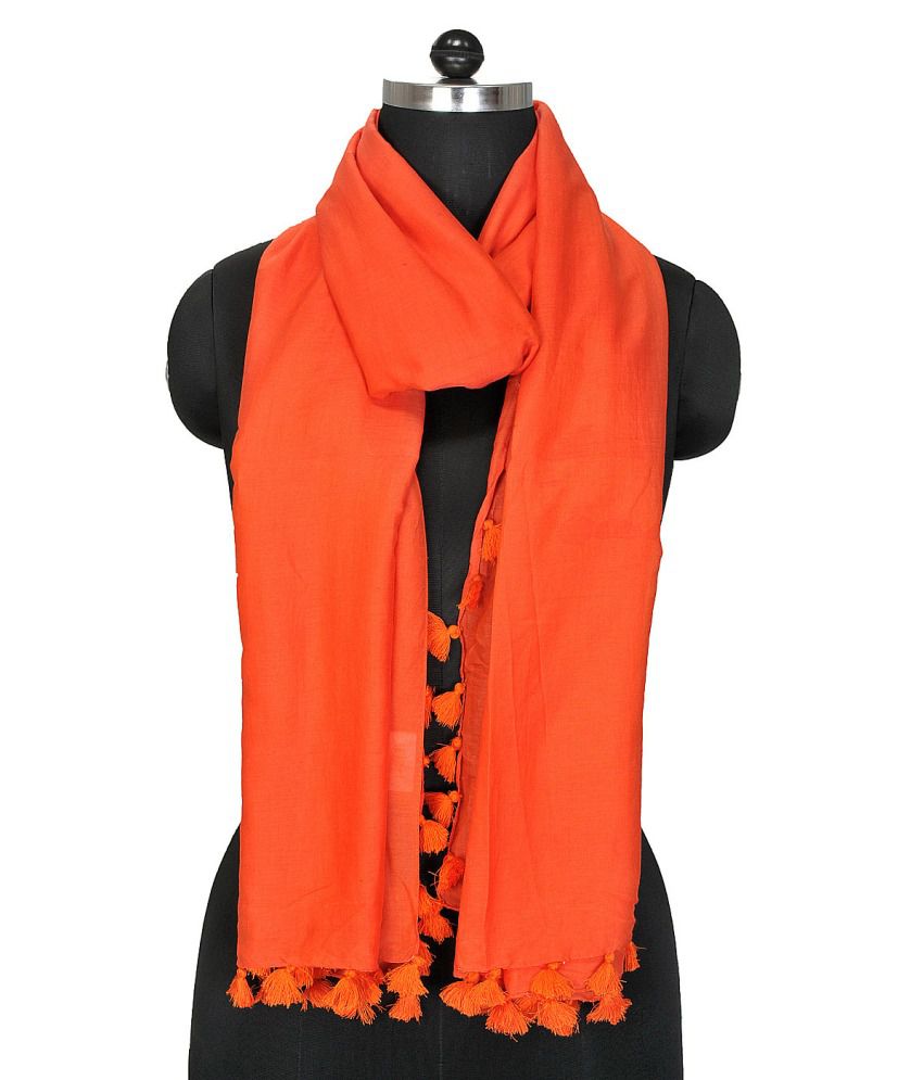 Tiekart Orange Cotton Casual Stole: Buy Online at Low Price in India ...