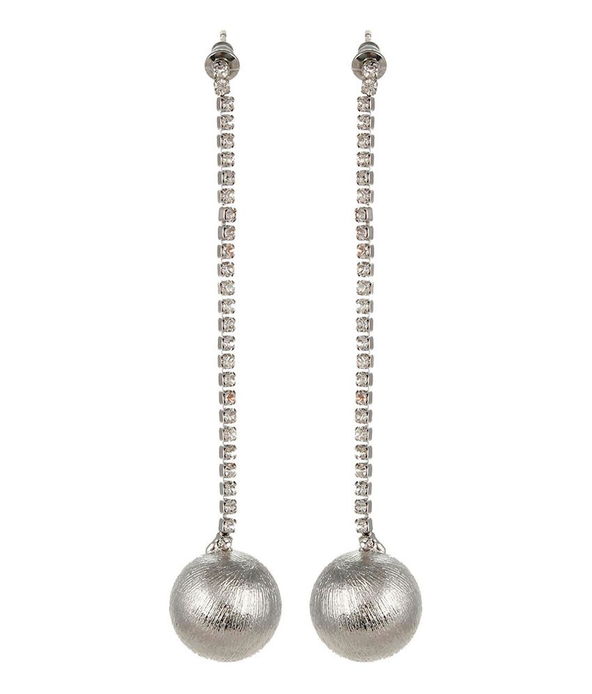 Lazreena Charming CZ Studded Hanging Silver Ball Earring - Buy Lazreena ...