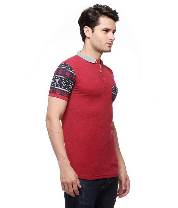 All Rugged Red Cotton Polo T-shirt - Buy All Rugged Red Cotton Polo T ...