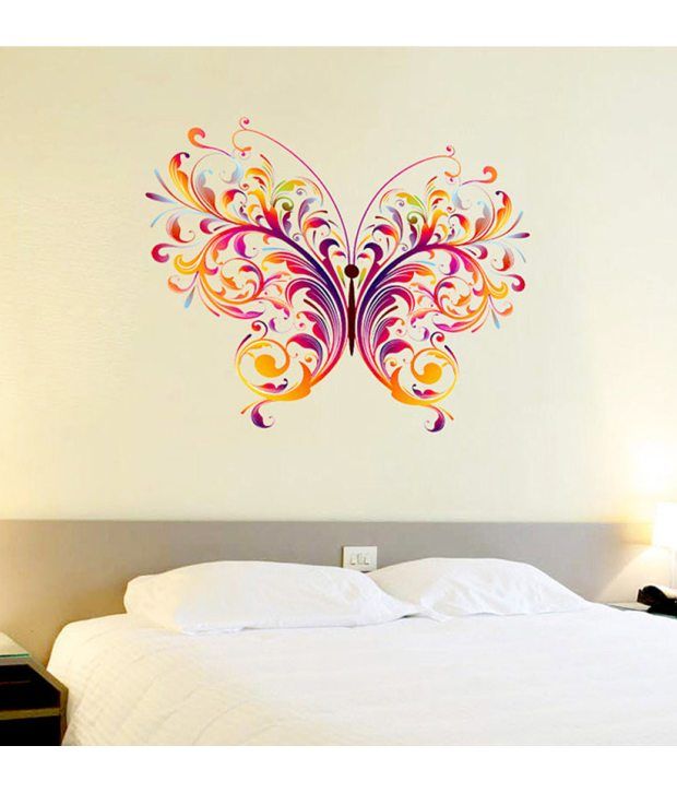 stickerskart wall stickers wall decals colorful single big butterfly