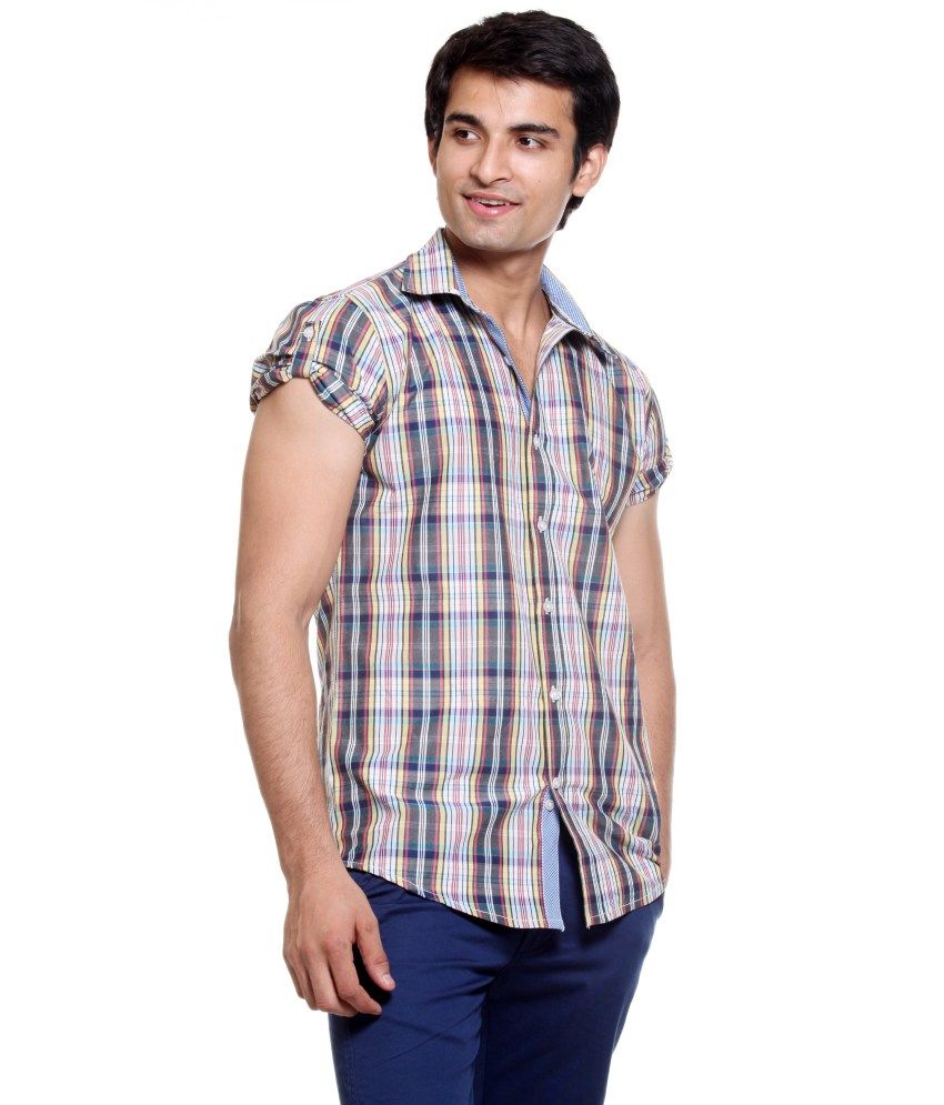 half sleeve shirt checks