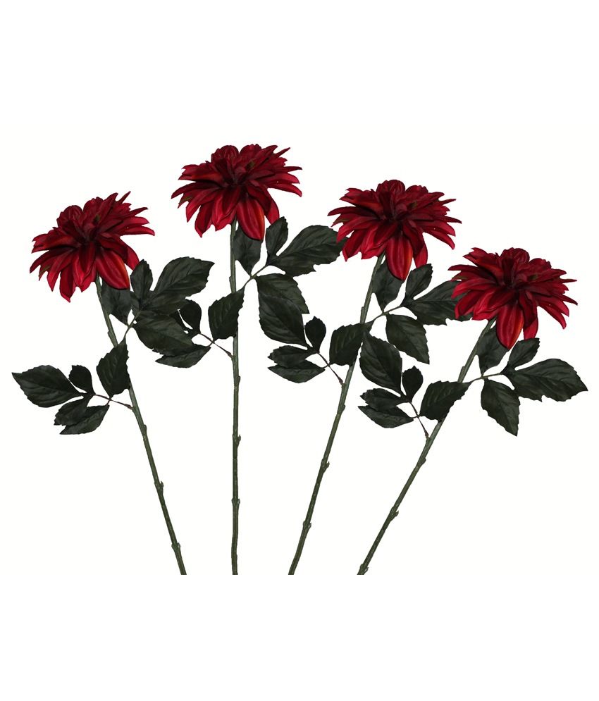 POLLINATION RED DAHLIA ARTIFICIAL FLOWERS SET OF 4: Buy ...