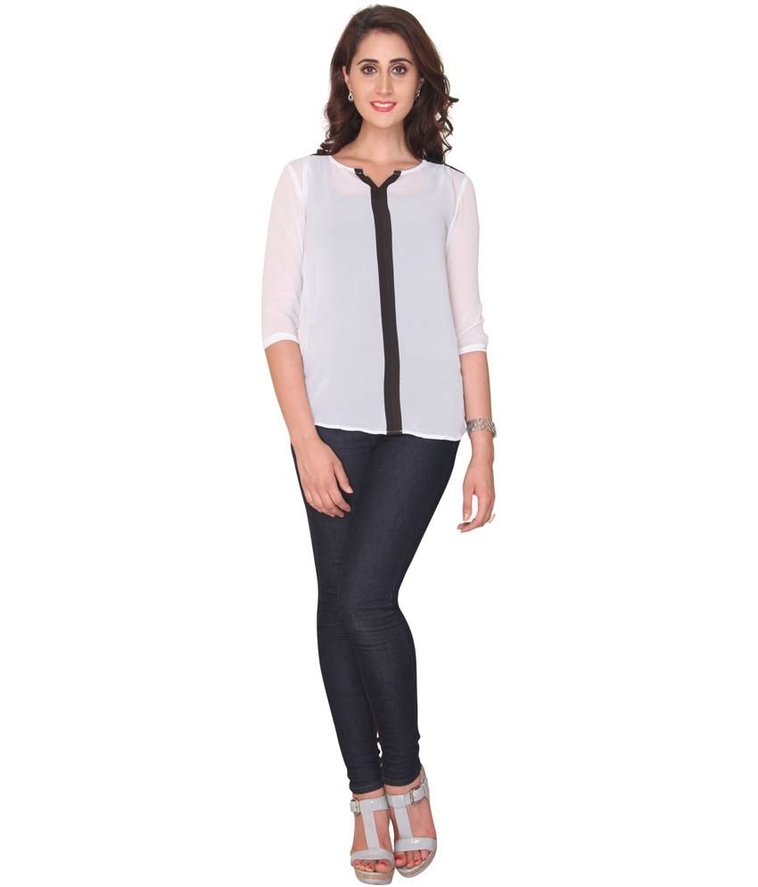 Bedazzle White Embroidered Full Sleeves Top Buy Bedazzle White