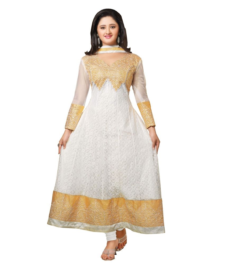 white chiffon anarkali
