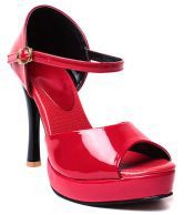 Ruby Red Leather High Heel Party Stiletto