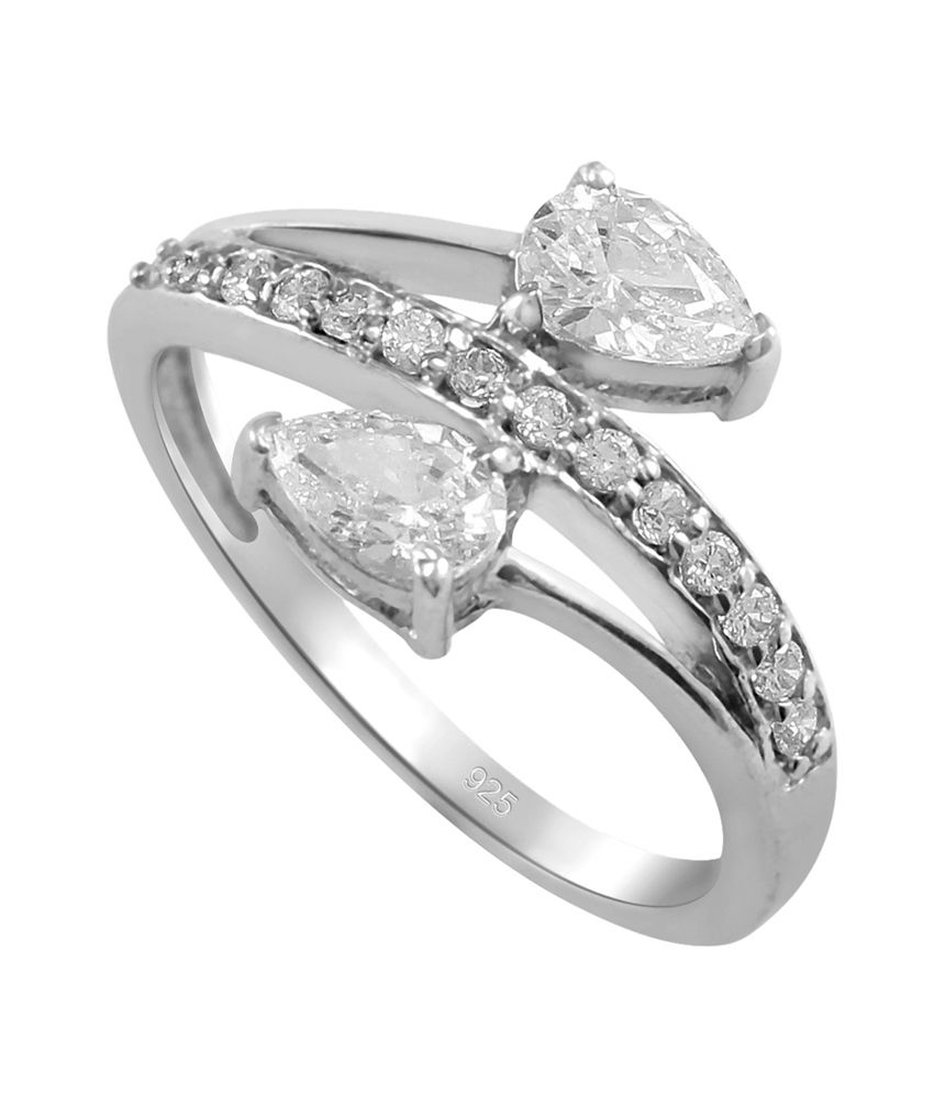 925 Silver 3 Gram White Silver GP Swarovski Crystal Pretty Engagement ...