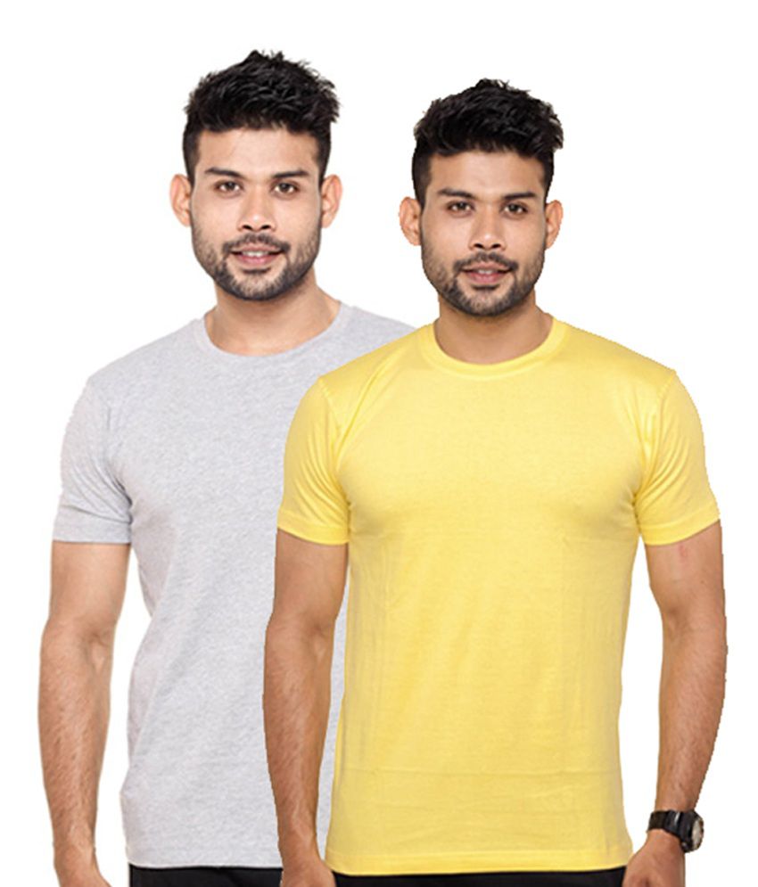     			FLEXIMAA - Multicolor Cotton Slim Fit Men's T-Shirt ( Pack of 2 )