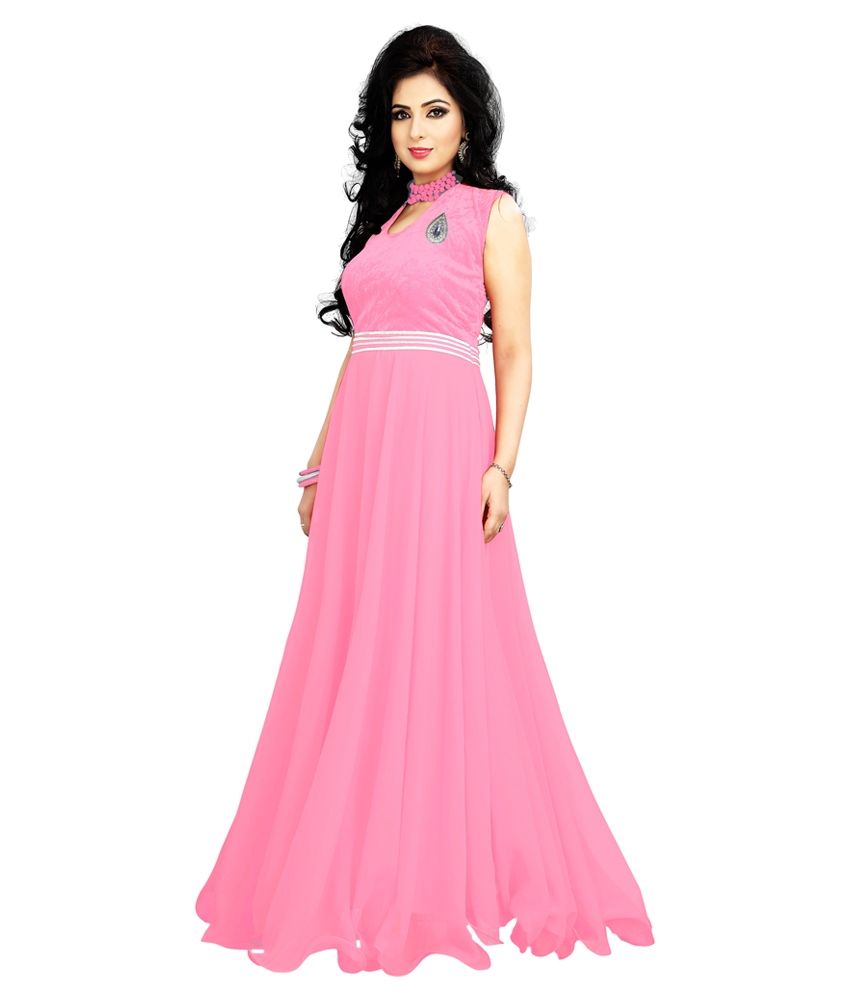 pink plain gown