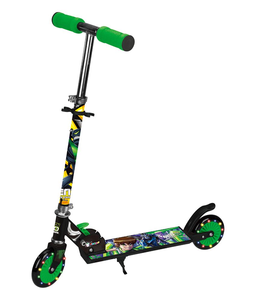 Toyhouse Ben10 Two Wheeled Metal Folding Skate Scooter with Light up