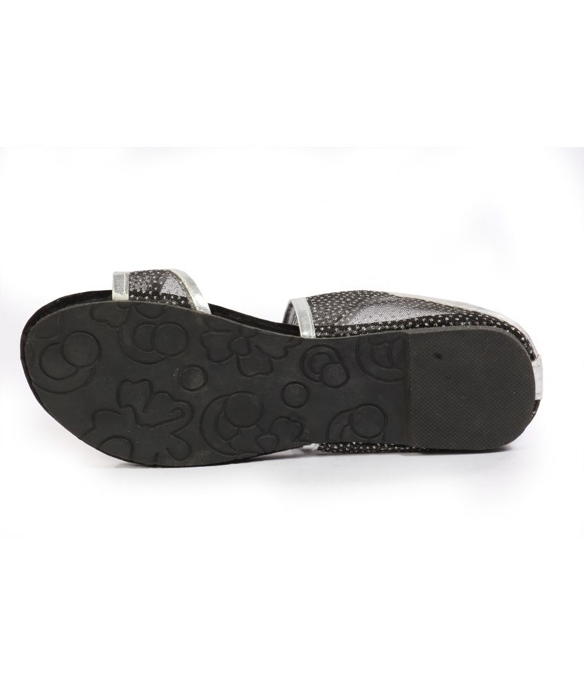 black velvet flat sandals