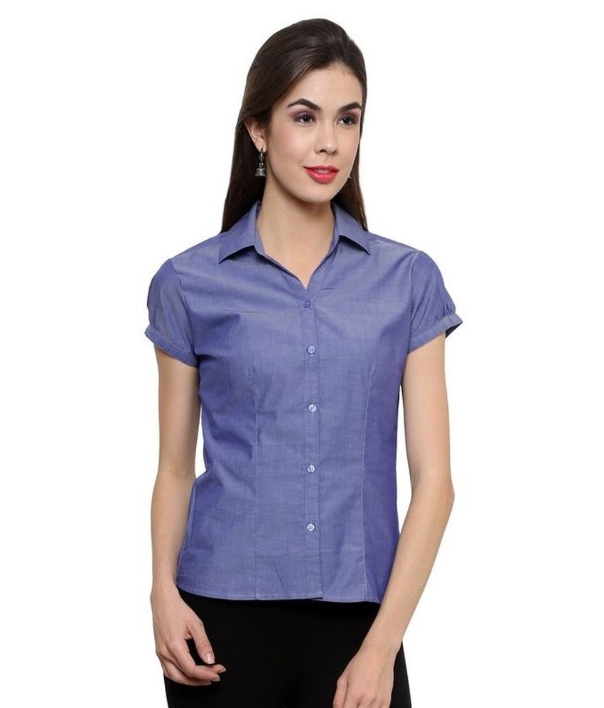 Buy Syda Formal Blue Corporate Wear Shirt for Women Online at Best ...