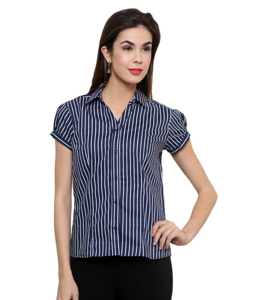 Buy Syda Women's Formal Shirt Blue Cotton Corporate Wear Online at Best ...