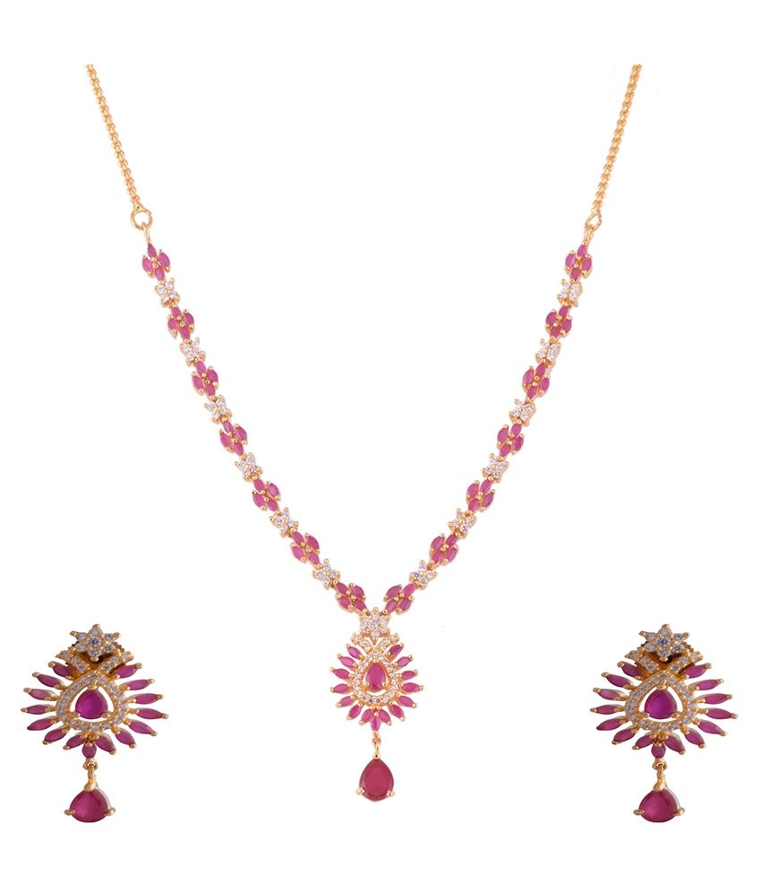 1 gram gold ruby necklace with price