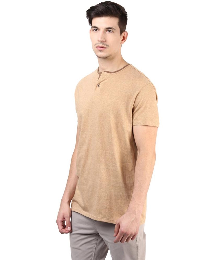 Tshirt Company Brown Cotton Half Sleeve Henley T-Shirt - Buy Tshirt Company Brown Cotton Half 