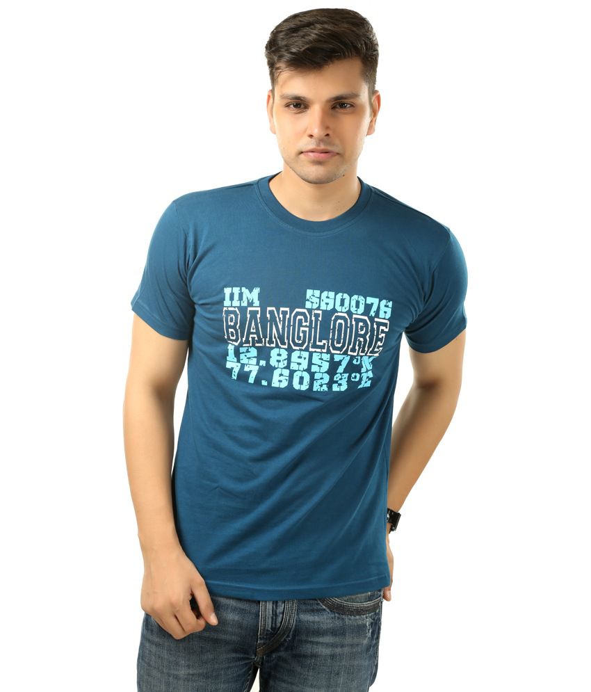 Posh 7 IIM Bangalore Blue Printed Cotton Round Neck T-Shirt - Buy Posh ...