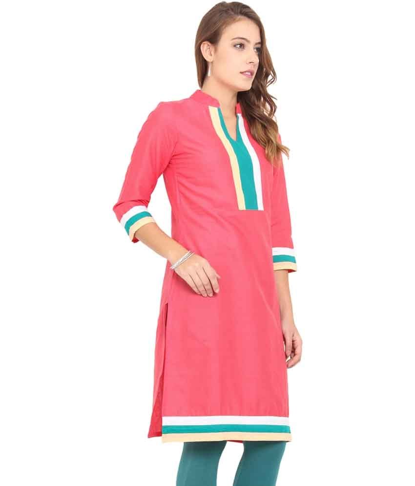 coral colour kurti