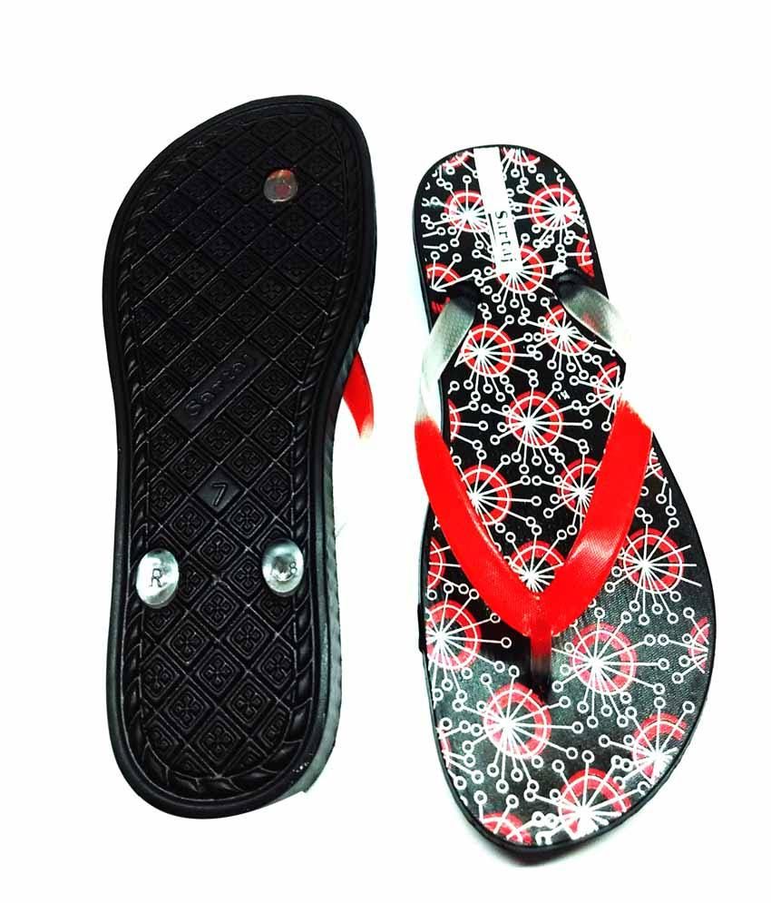 Sartaj Red PVC Flip Flops For Women Price in India- Buy Sartaj Red PVC Flip Flops For Women 