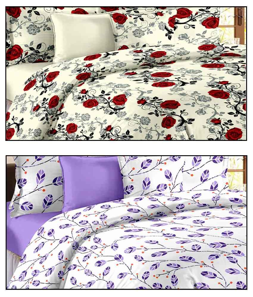 Ahmedabad Combo of 2 Cotton Comfort Single Bed Sheets with 2 Pillow