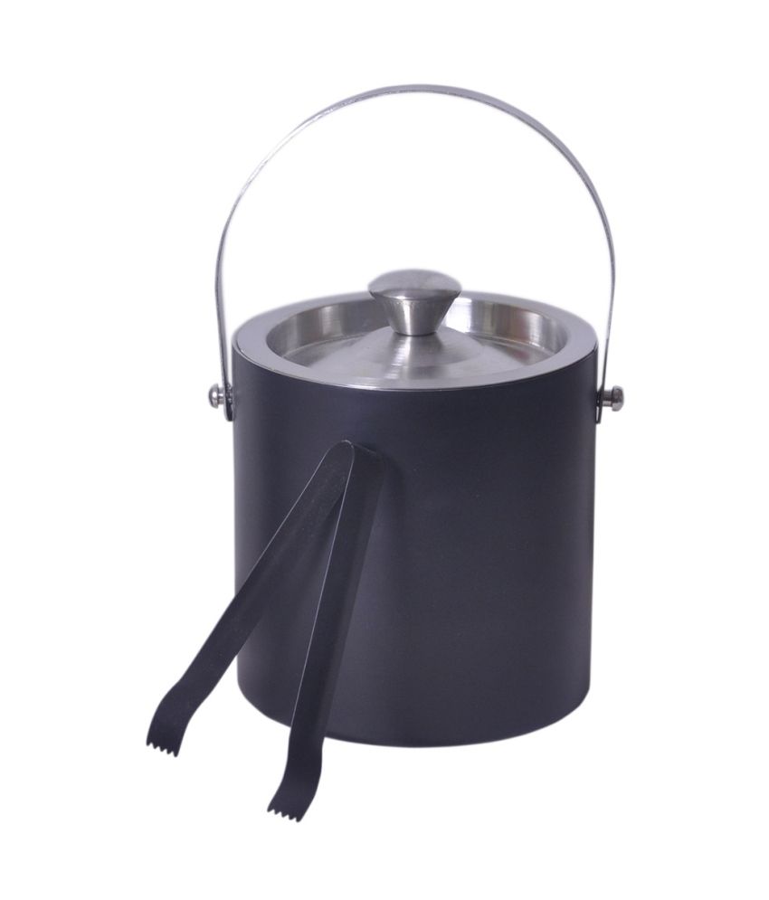     			Dynore Black Double Wall Ice Bucket And Ice Tong