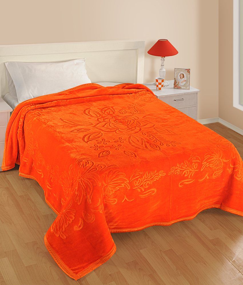 Shital Embossed Double AC Blanket Orange Buy Shital Embossed Double