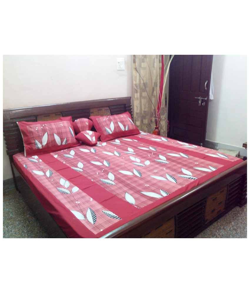 Comfy Dreams Multicolour Cotton Double Bedsheet With 2 Pillow Covers