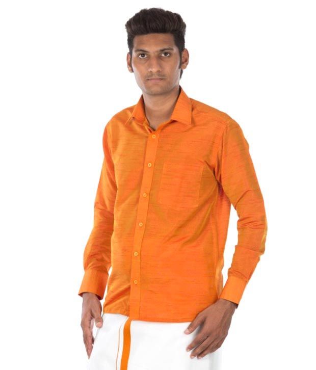 Silk orange shirt clearance
