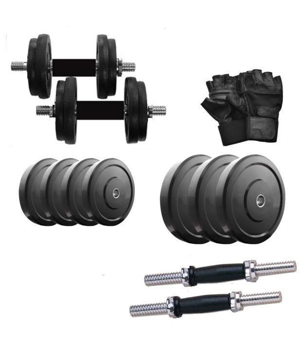 Manie Raar Gewoon Power 16 Kg Adjustable Rubber Dumbells + Rubber Coated Dumbells Rods +  Leather Gym ..: Buy Online at Best Price on Snapdeal