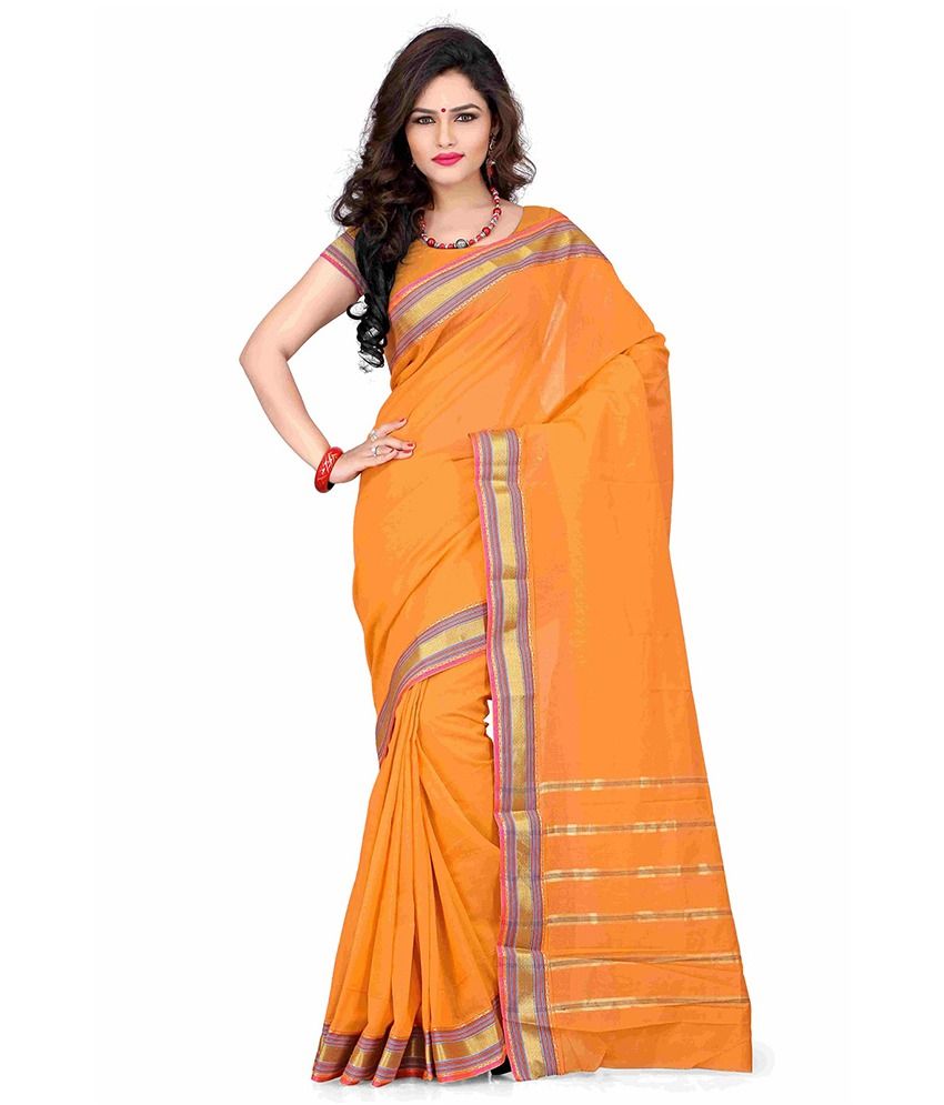 EthnicBasket Orange Art Silk Saree Buy EthnicBasket Orange Art Silk