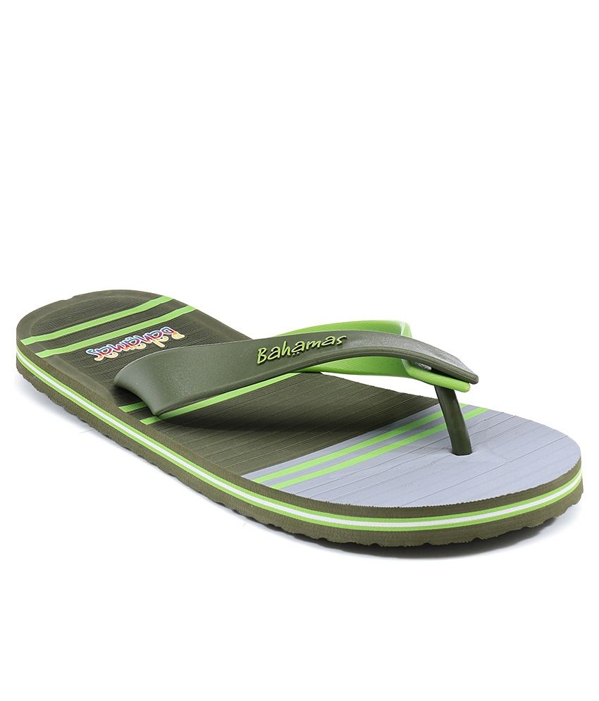 Buy Bahamas Olive Flourscent Green Flip Flops for Men | Snapdeal.com