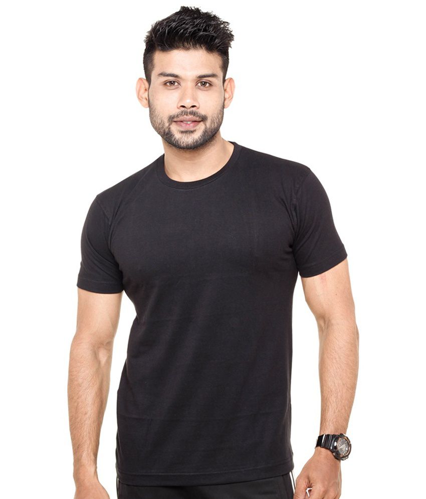 Parilok Fashion Black Cotton Blend Regular Fit Casual T-shirt - Buy ...