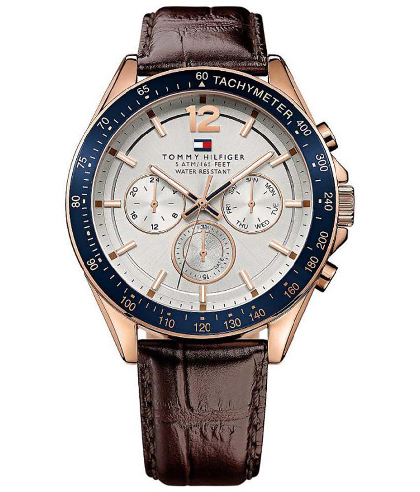 Tommy Hilfiger Silver Leather Round Watch For Men - Buy Tommy Hilfiger ...