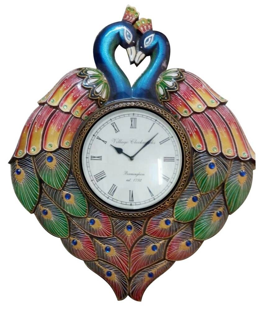 Pcock Wooden Indian Peacock Wall Clock: Buy Pcock Wooden Indian Peacock ...