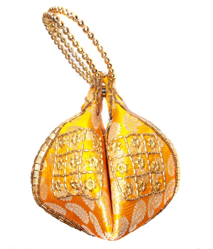 Buy Shreehit Ethnic Designer Clutch Yellow at Best Prices in India