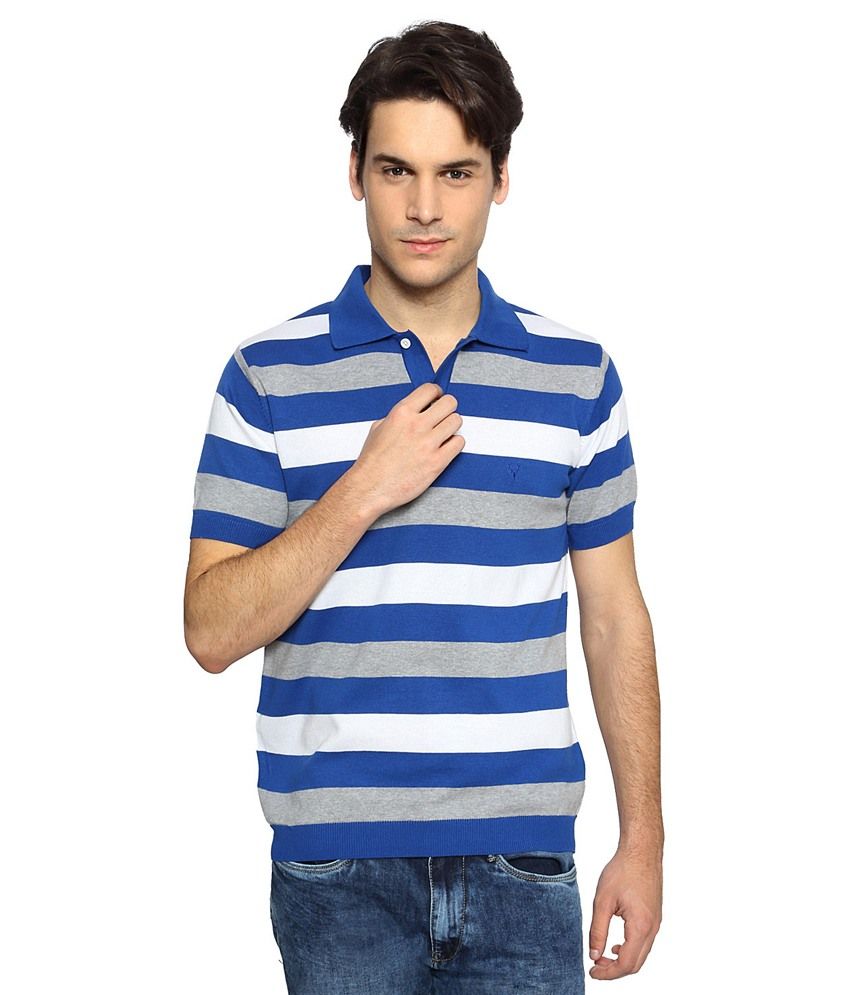 Allen Solly Blue Striped Polo T-shirt 