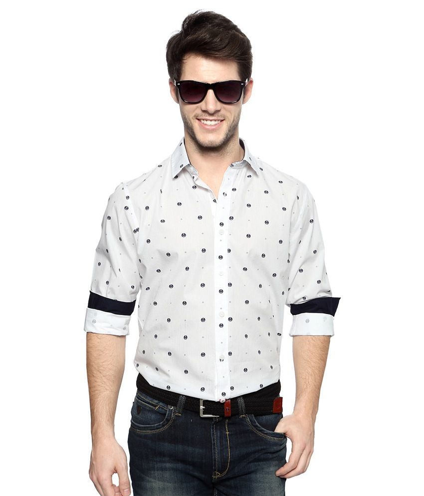 allen solly white printed shirts