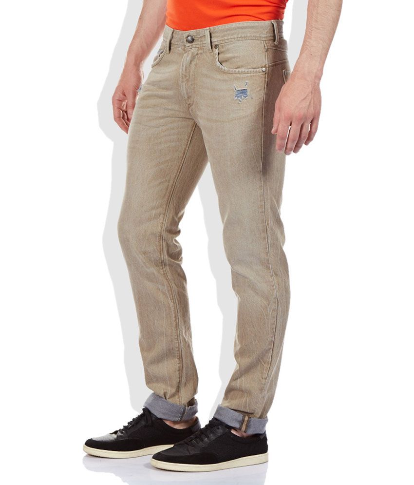 Sisley Beige Slim Fit Jeans - Buy Sisley Beige Slim Fit Jeans Online at ...