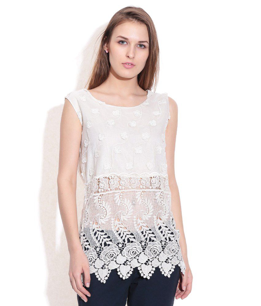 Sisley Off White Lace Top - Buy Sisley Off White Lace Top Online at ...