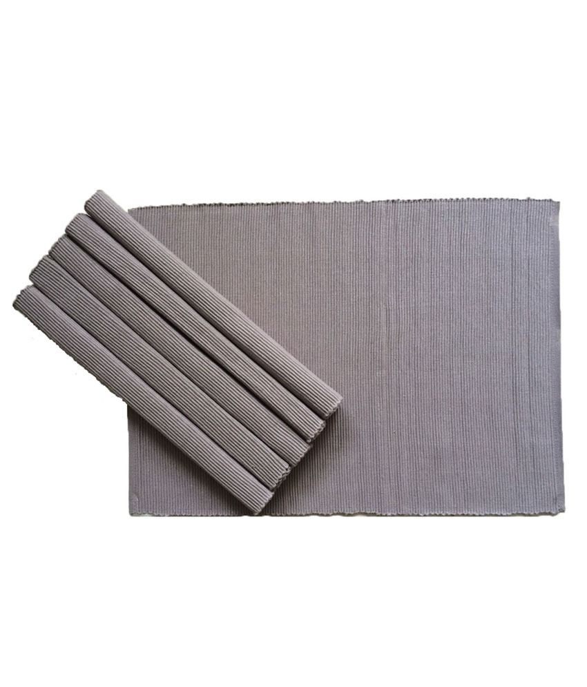 Zephyrtex Grey Cotton Table Mat Set of 6 pieces Buy Zephyrtex Grey