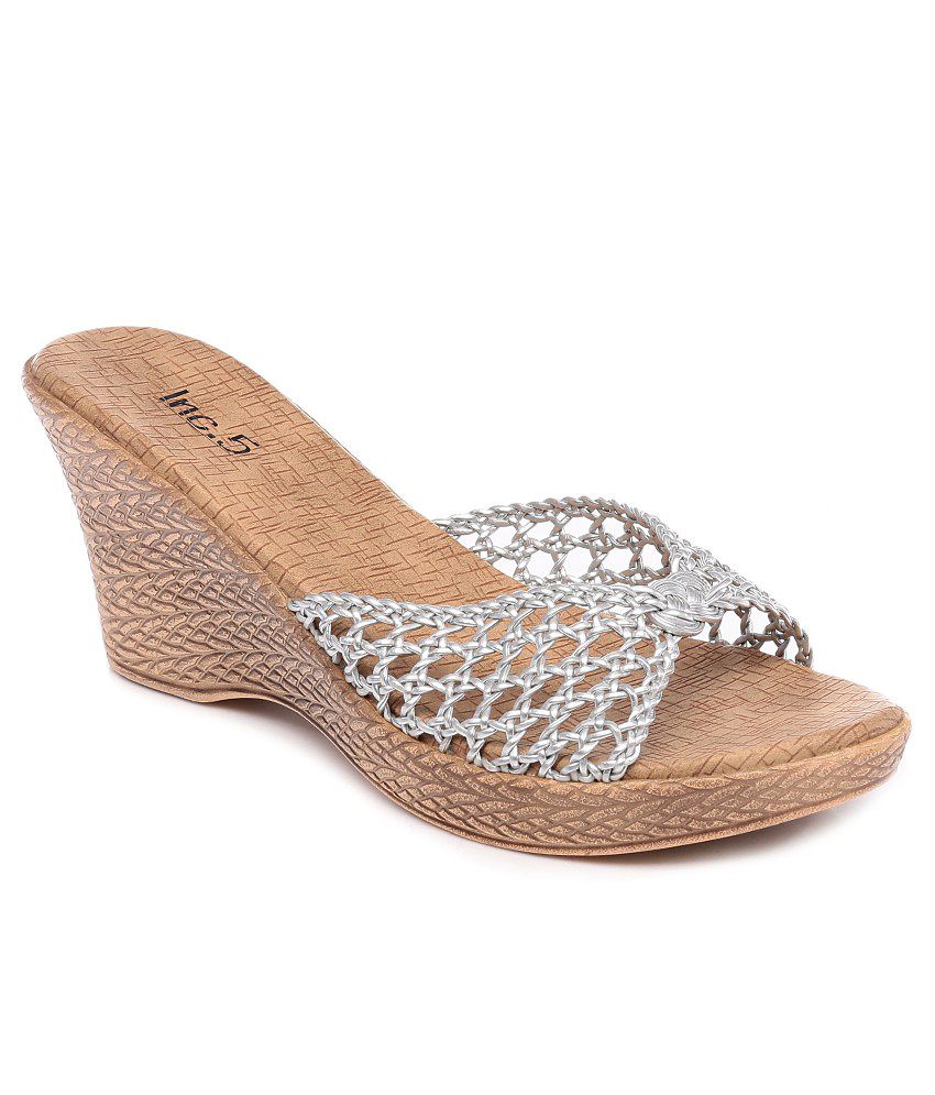 Inc.5 Silver Wedge Heeled Slip-On Price in India- Buy Inc.5 Silver ...