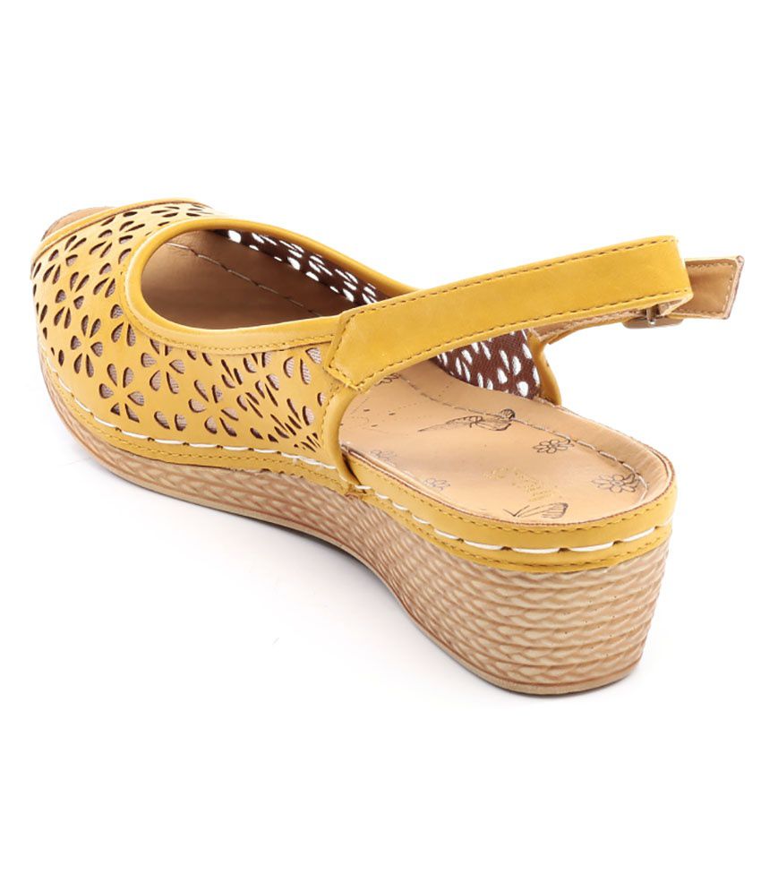Inc.5 Yellow Wedge Heeled Sandals Price in India- Buy Inc.5 Yellow ...