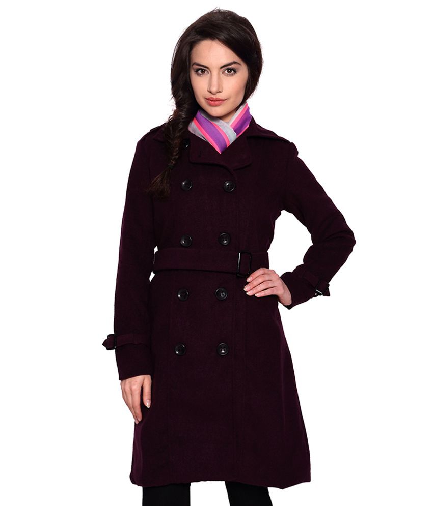 Buy People Purple Long Trench Coat Online at Best Prices in India ...