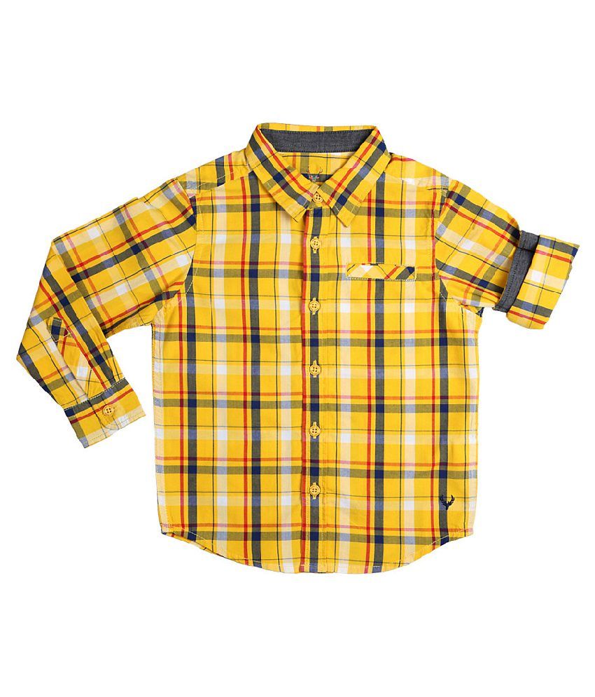 yellow check shirt men's