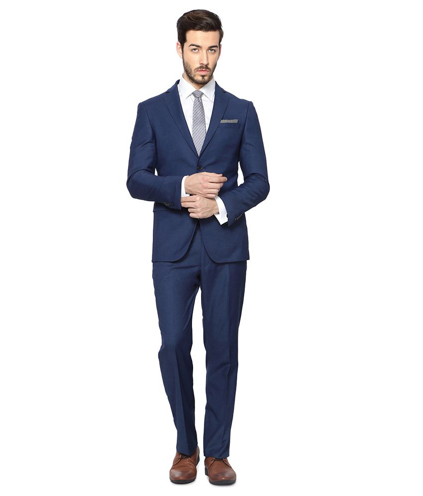 Peter England Blue Slim Fit Suit - Buy Peter England Blue Slim Fit Suit ...