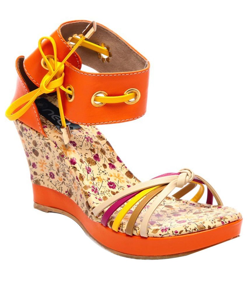 heeled sandals orange