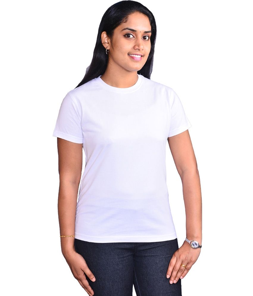 Buy Zorba White Color Plain Round Neck Women S Cotton T Shirt Online At