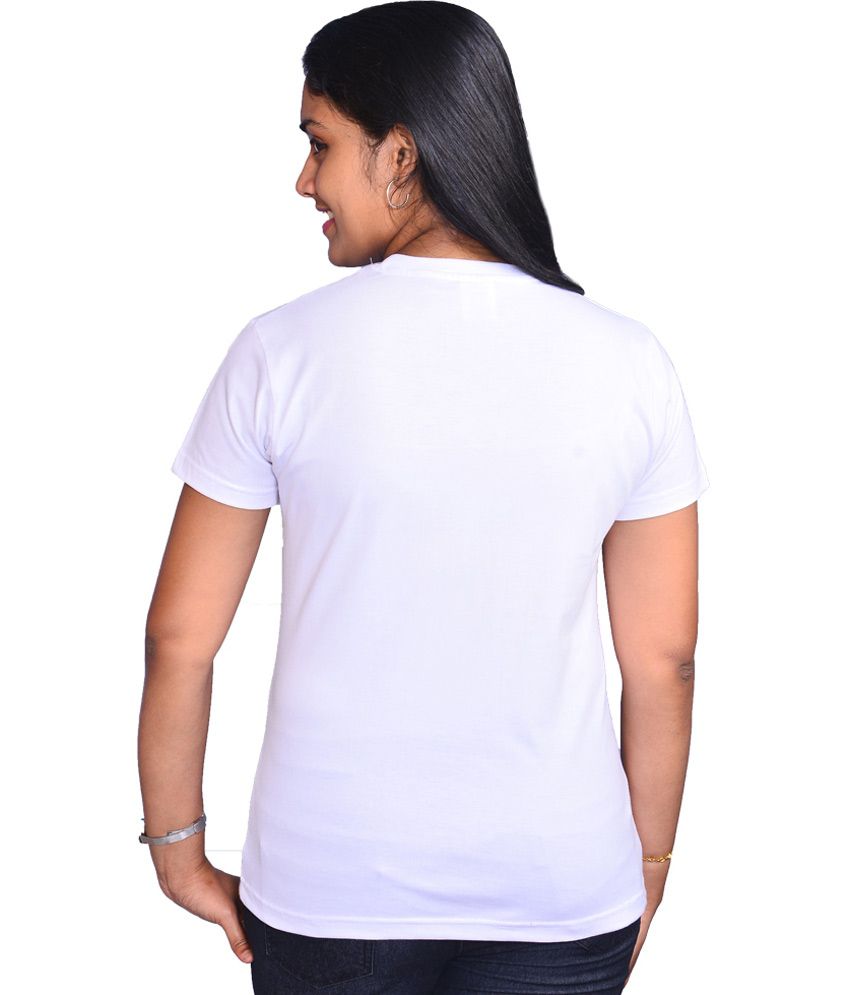 Buy Zorba White Color Plain Round Neck Women S Cotton T Shirt Online At Best Prices In India